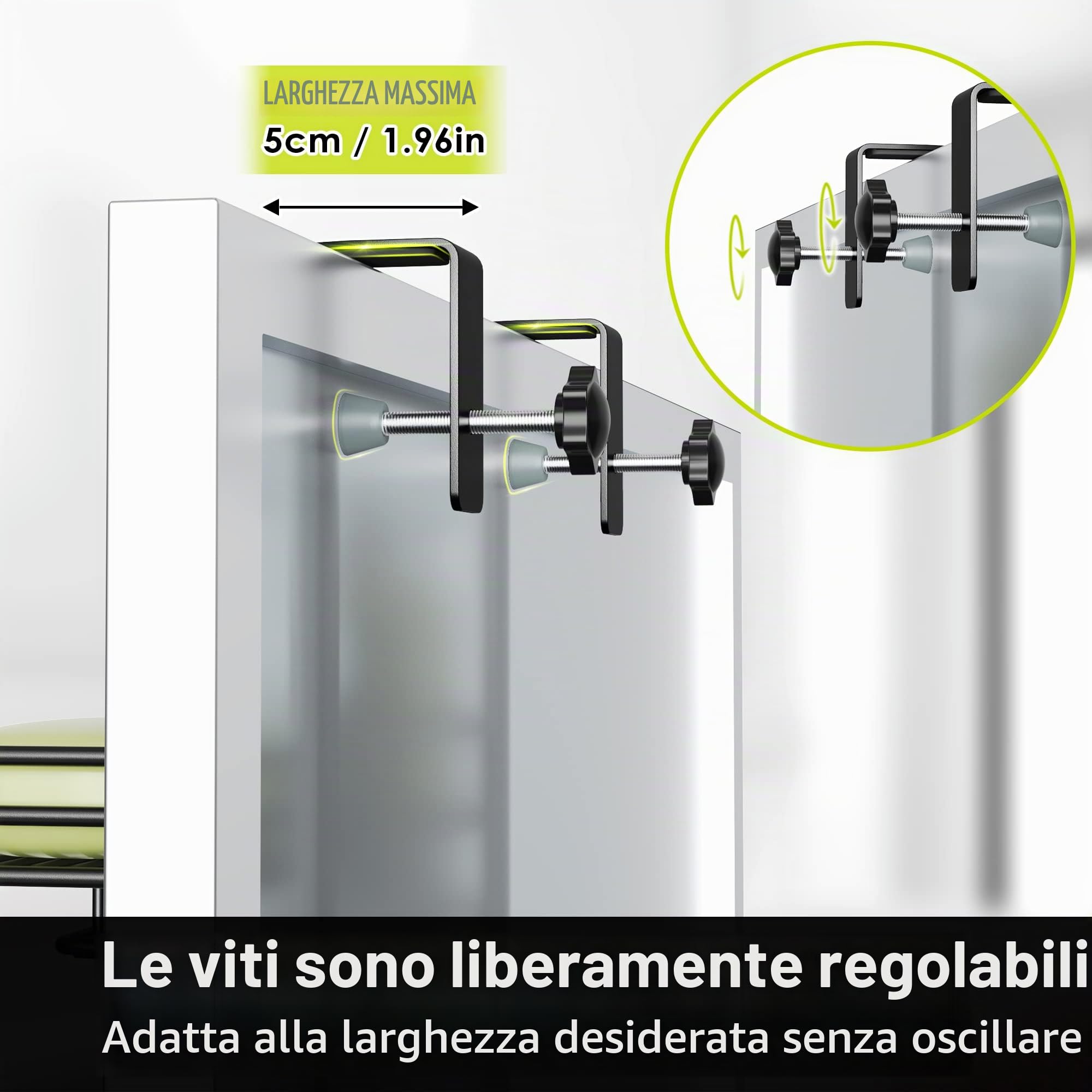 Orimade Mensola portaoggetti da appendere sopra la porta, regolabile, antiruggine, con gancio, supporto per shampoo, mensola da bagno con portasapone, cestino da doccia con ventosa extra large, 5