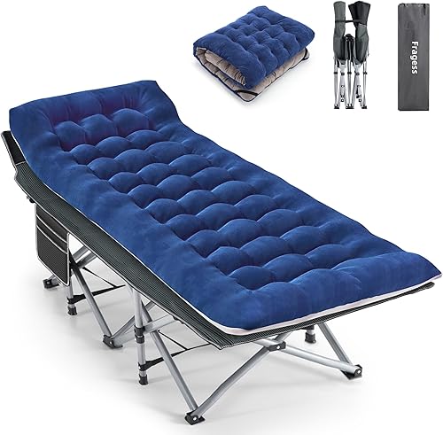 Miniatura 1 de Catre plegable para adultos, cama portátil para exteriores, catres de dormir resistentes para campamento con almohada y bolsa de transporte, Oxford