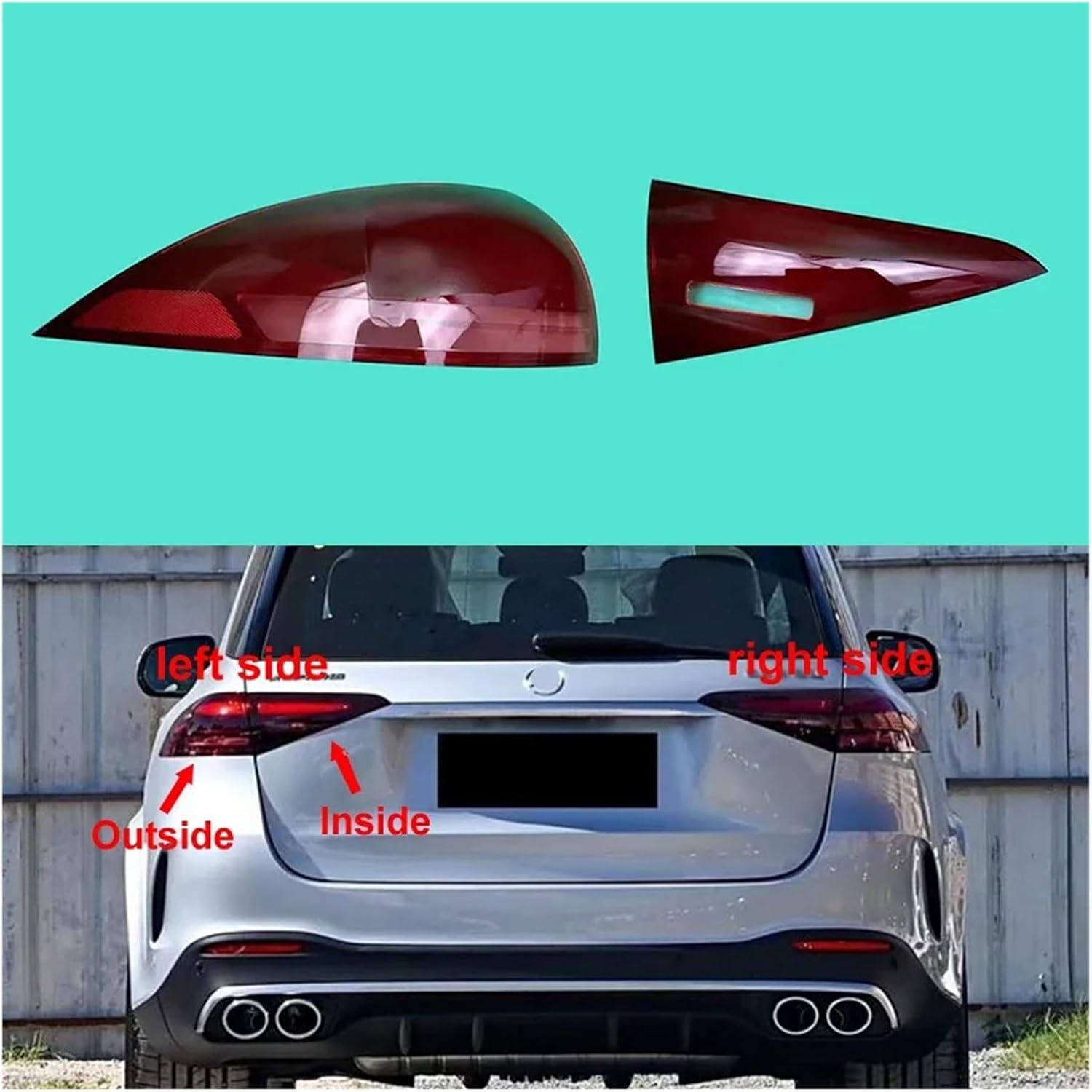 Compatible For Benz GLE W167 2023 2024 Rear Taillight Shell Tail Lamp Cover Turn Signal Stop Light Mask Replace The Original Lampshade(Inside A Pair)