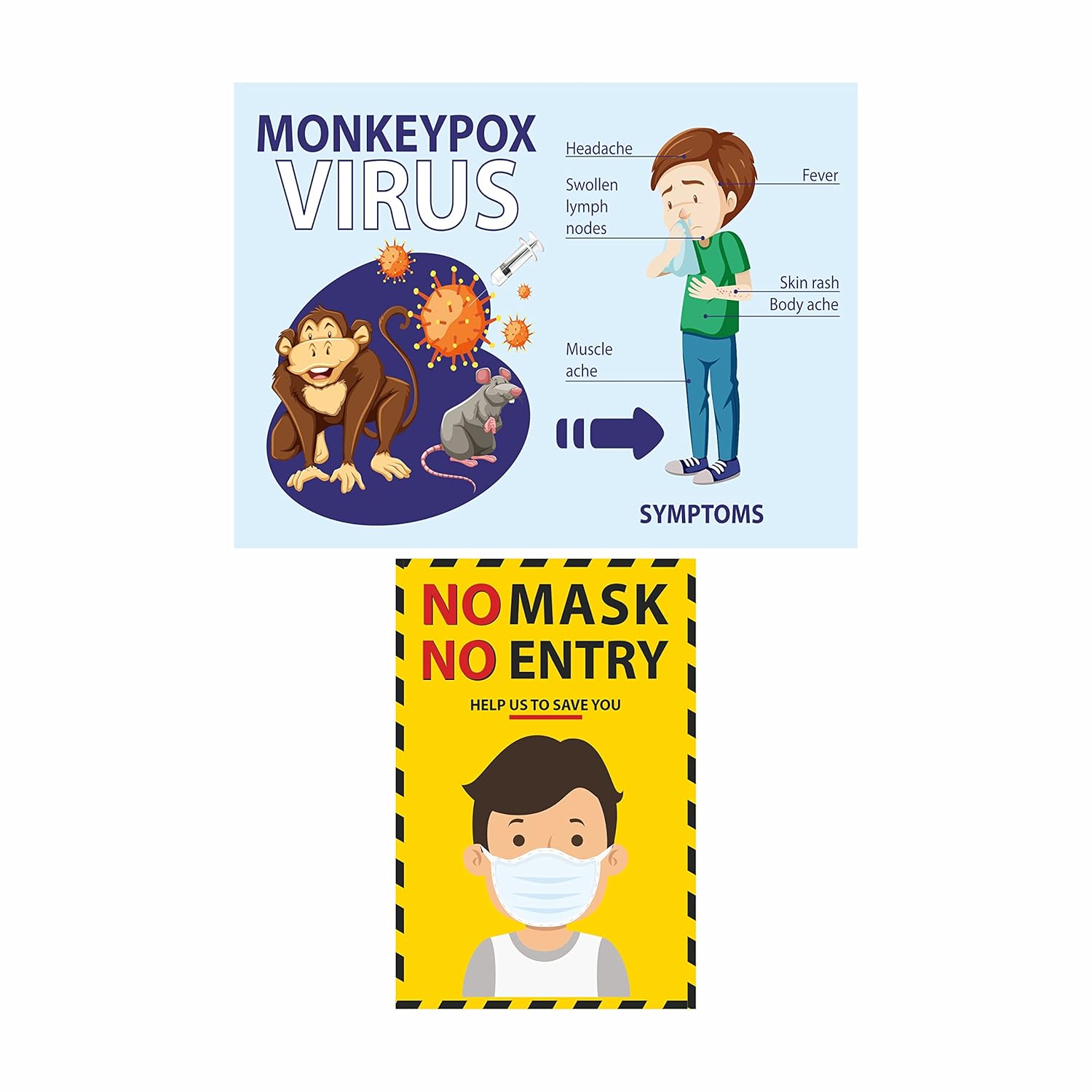 Anne Print Solutions® Monkeypox Sticker & No Mask No Entry sticker