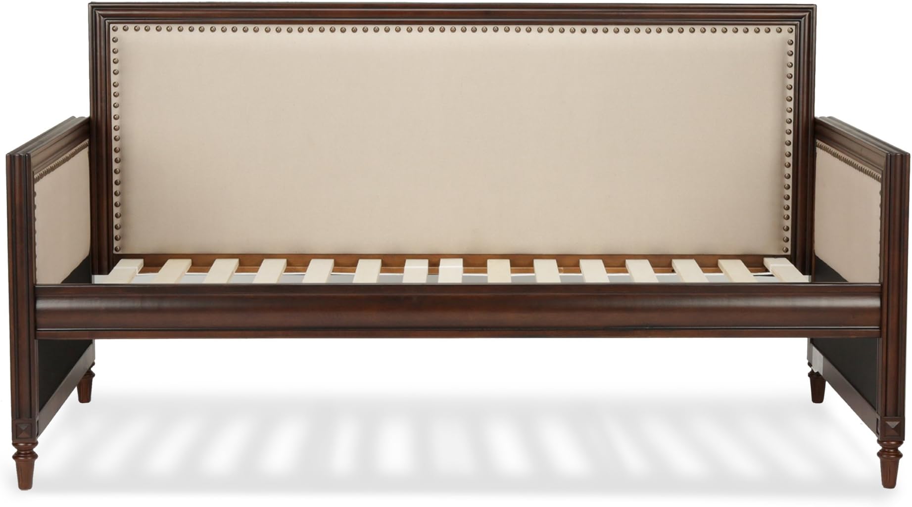 Leggett & Platt Grandover Wood Daybed with Cream Upholstery and Nailhead Trim, Espresso Finish, Twin