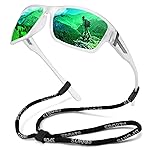 STORYCOAST Polarized Sports Sunglasses for Men Women Unbreakable Frame Cycling Fishing Driving Matte Clear Frame-Green Mirror Lens