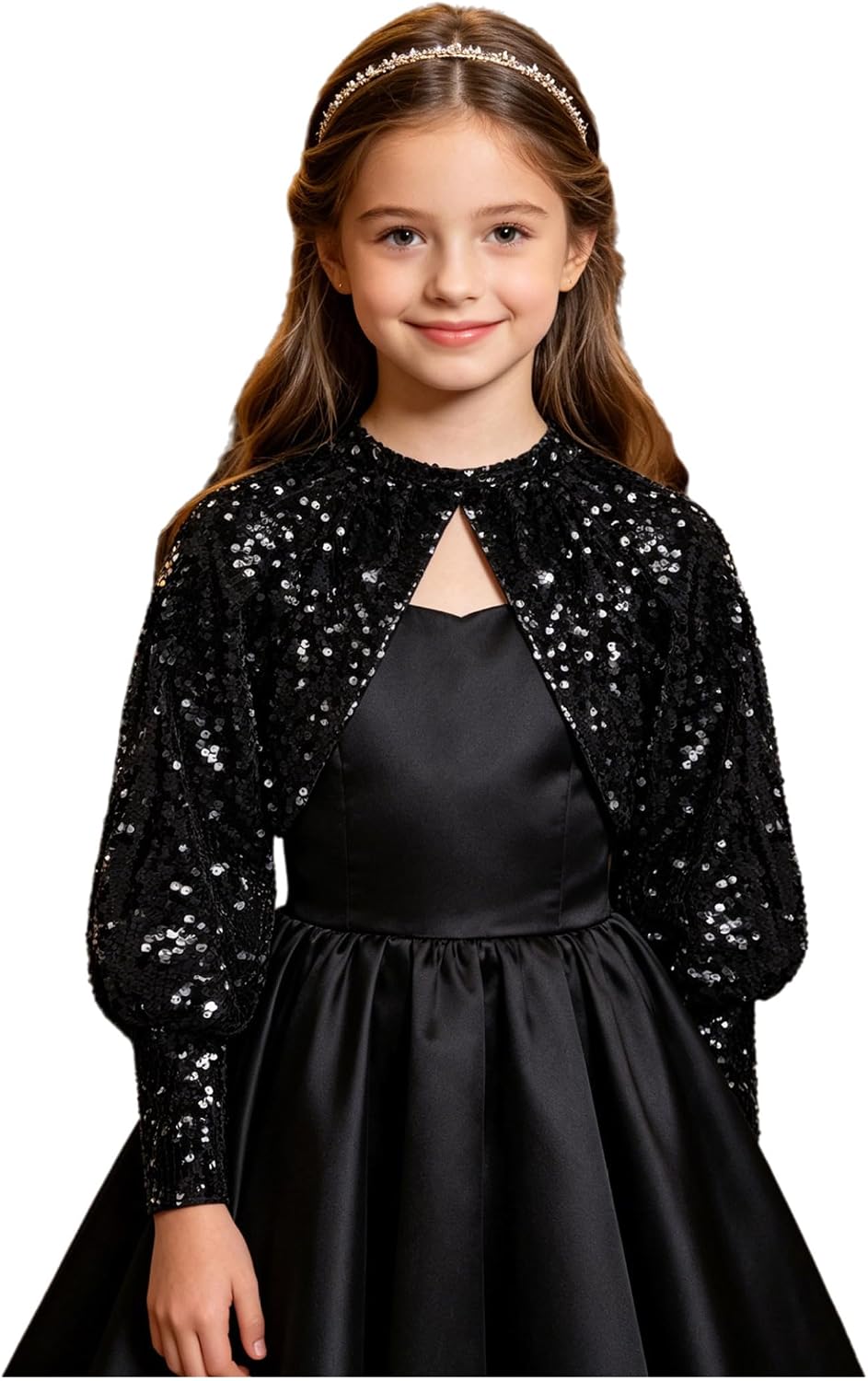 DINORMIN Kids Hip Hop Dance Costumes Sparkle Dress Coats Cropped Sequin Jacket for Communion Christmas