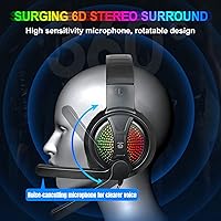 Vista 6 de Teclado y mouse para juegos, auriculares, alfombrilla de mouse, combo todo en uno para jugadores de PC y usuarios de Xbox y PS4