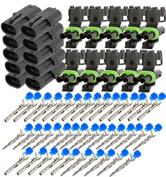 10-Pack 2-PIN 20 Amps Weather-Pack Series, Sealer Terminals, Housing Male & Female 12 10 GA
