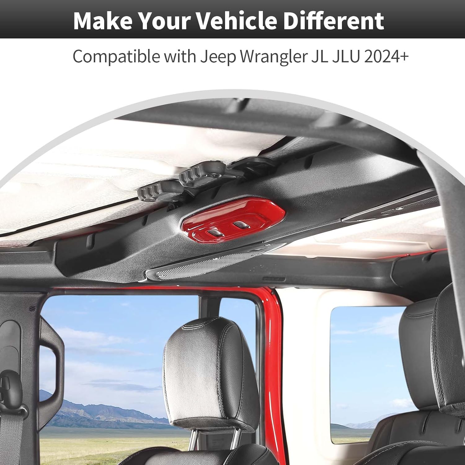 CheroCar for JL Roof Reading Light Cover Trim Interior Accessories for Jeep Wrangler JL JLU 2024+,Red