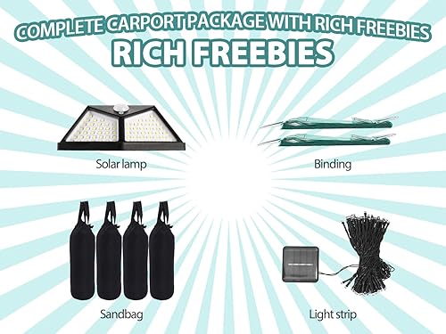 Miniatura 4 de Toldo resistente de 10 x 20 pulgadas  Tienda de campaña portátil extragrande con ventanas enrollables y cubierta de lona para todas las estaciones,