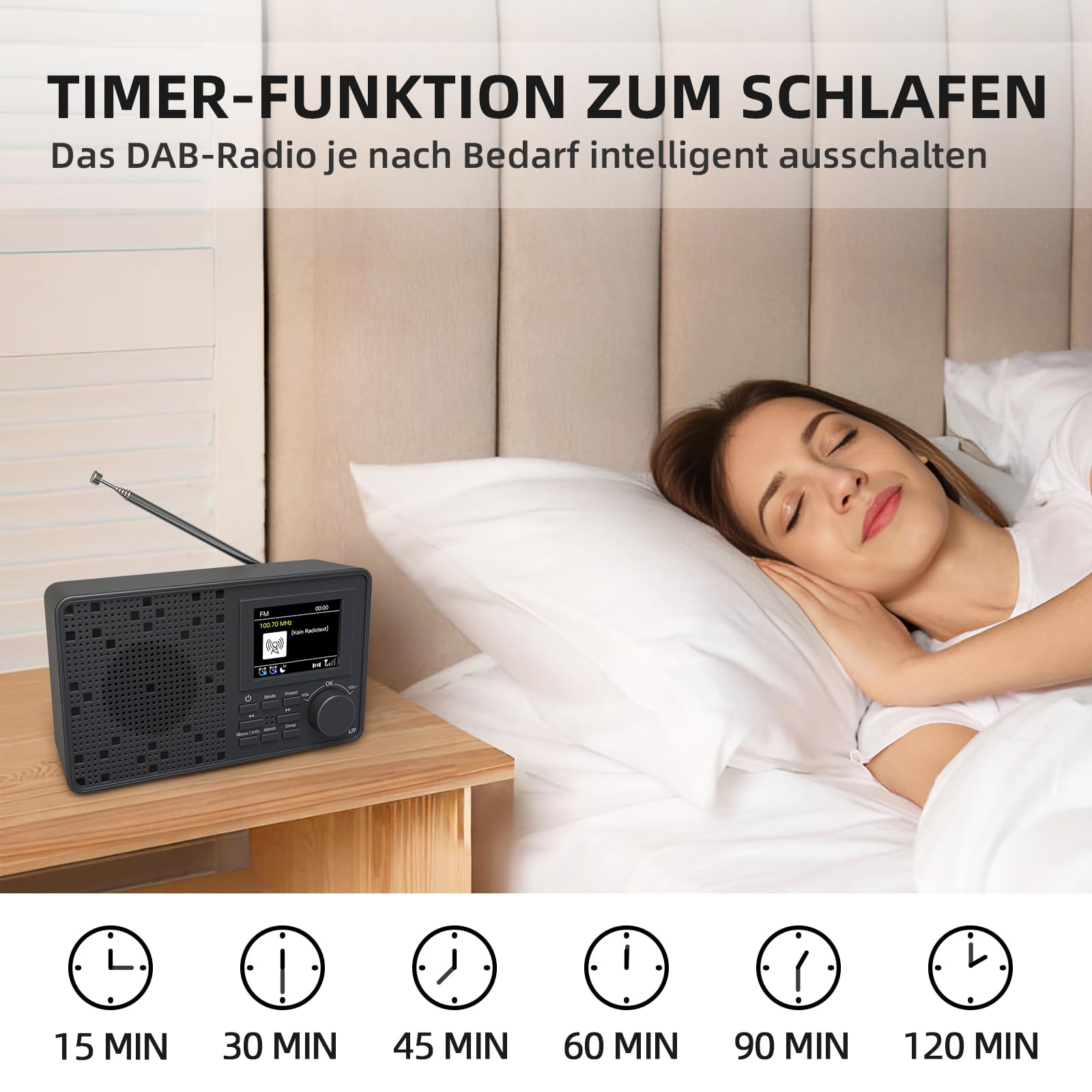 DAB Radio, LFF DAB Plus Radio, Dab Digitalradio, Digital Radios mit Bluetooth, Kleines Radios mit Netzstecker, Küchenradio Dab+ Batteriebetrieben UKW, 2,4" Farbdisplay Schwarz