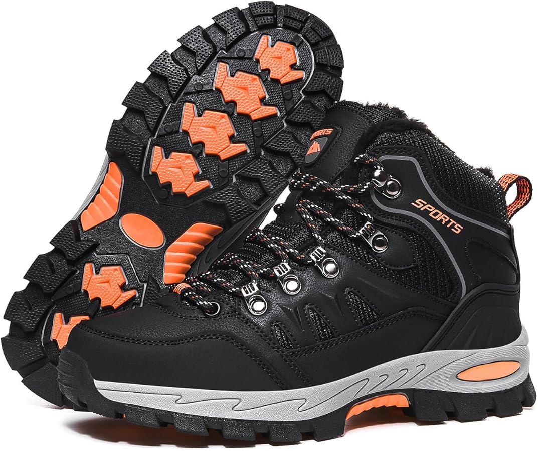 Littleplum Wanderschuhe Herren Trekkingschuhe Wanderstiefel Wasserdicht Herren Winterschuhe Warm Gefüttert High Rise Outdoor Sportschuhe (Grau,42EU