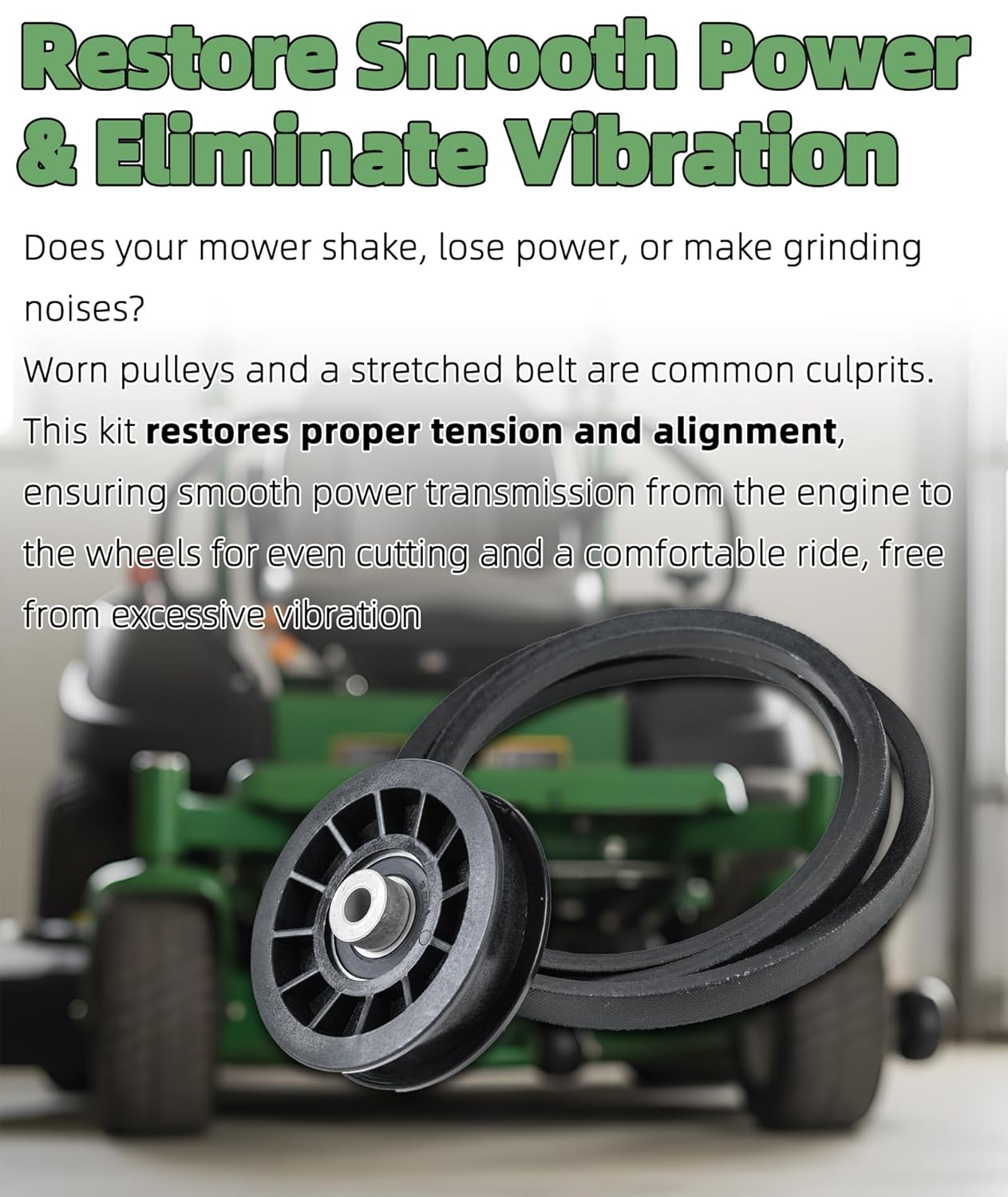 539110311 & 539110411 Drive Idler Pulley and Belt Kit Replacement for Husqvarna Z254F Z200 RZ4623 Lawn Mowers - Replaces 607163 14259 12400