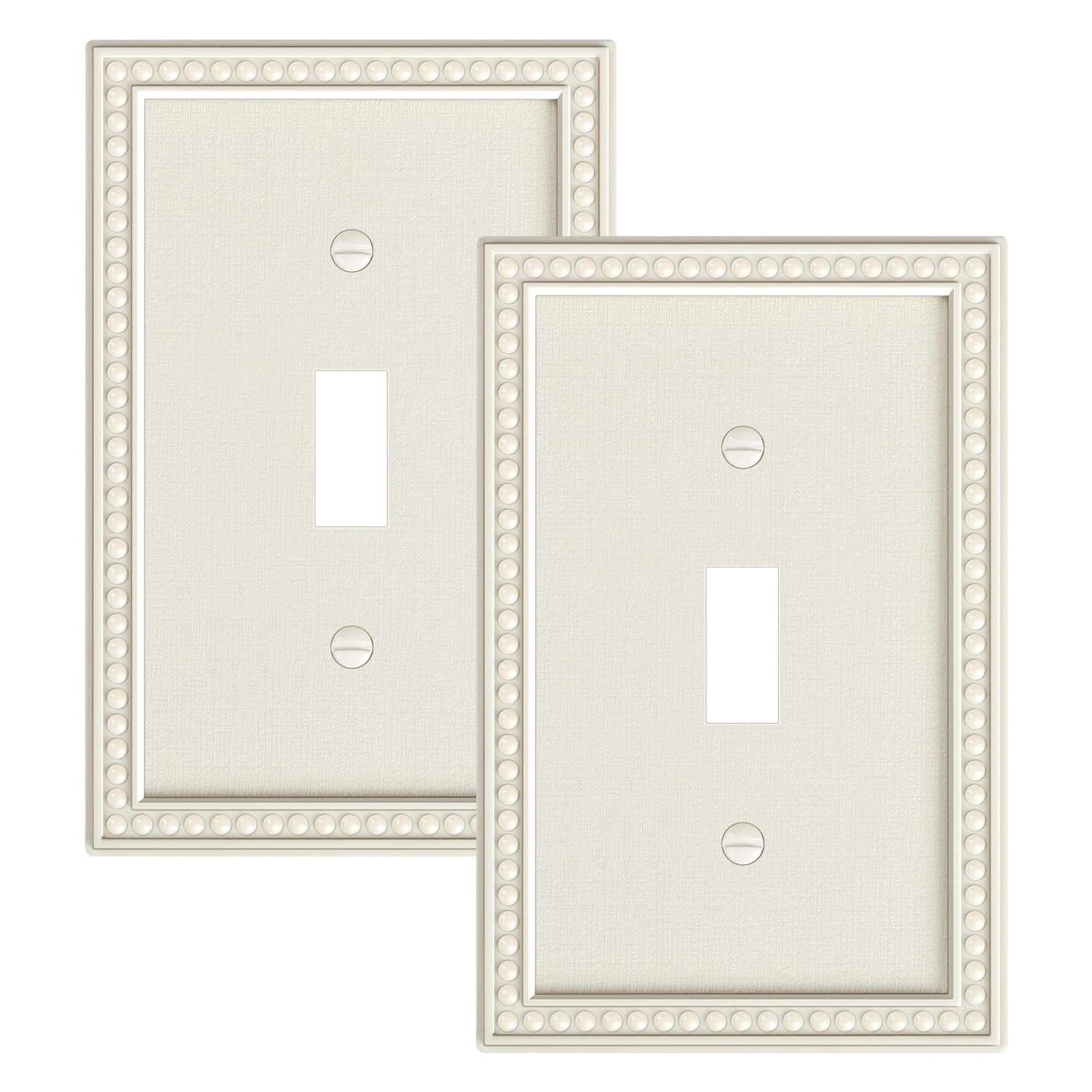 2-Pack Single Toggle Light Switch Cover Plate, Pearls Decorative Switch Plate Covers, Unbreakable Polycarbonate, Light Almond 1 Gang Wall Plate, Corrosion Resistant-image-42