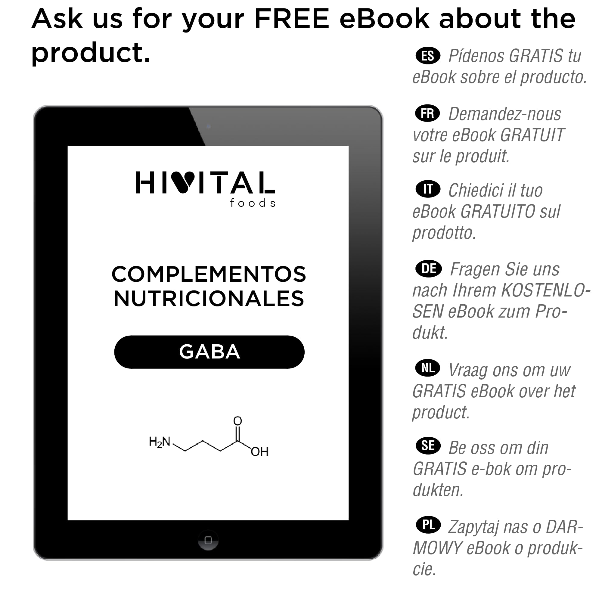 GABA 1300 mg avec Vitamine B6. 240 gélules végétaliennes pour 4 mois de traitement. Acide Gamma Aminobutyrique avec 3,5 milligrammes de Vitamine B6. Fabriqué en Europe par HIVITAL