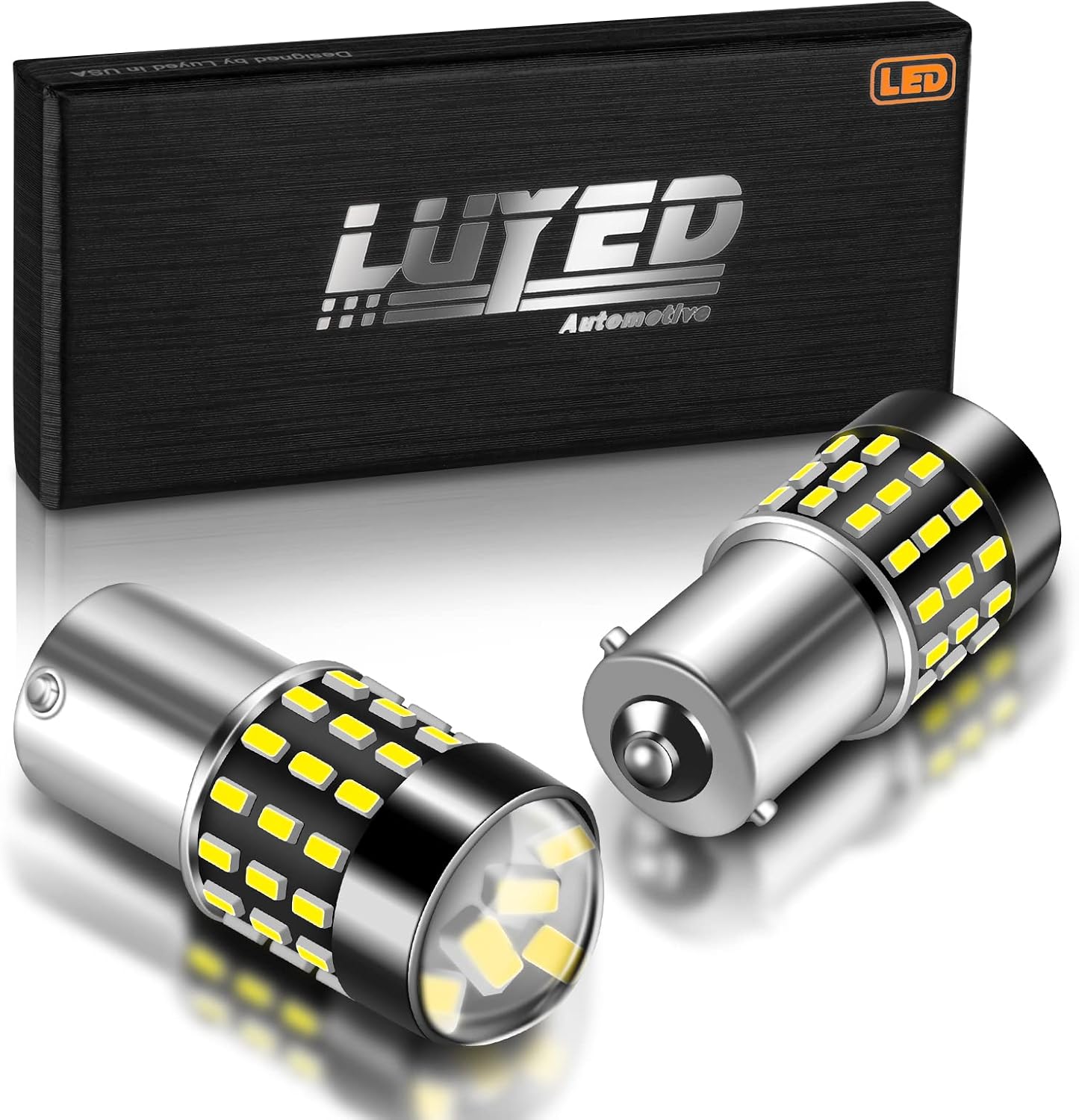 LUYED 2 x 650Lumens Super Bright 1156 3014 54-EX Chipsets 1156 1141 1003 7506 LED Bulbs Used For Back Up Reverse Lights,Brake Lights,Tail Lights,Rv lights,Xenon White