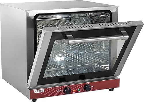 Kratos Horno comercial, horno eléctrico de convección de encimera de tamaño medio, capacidad para cuatro bandejas de tamaño medio, 208/240 V
