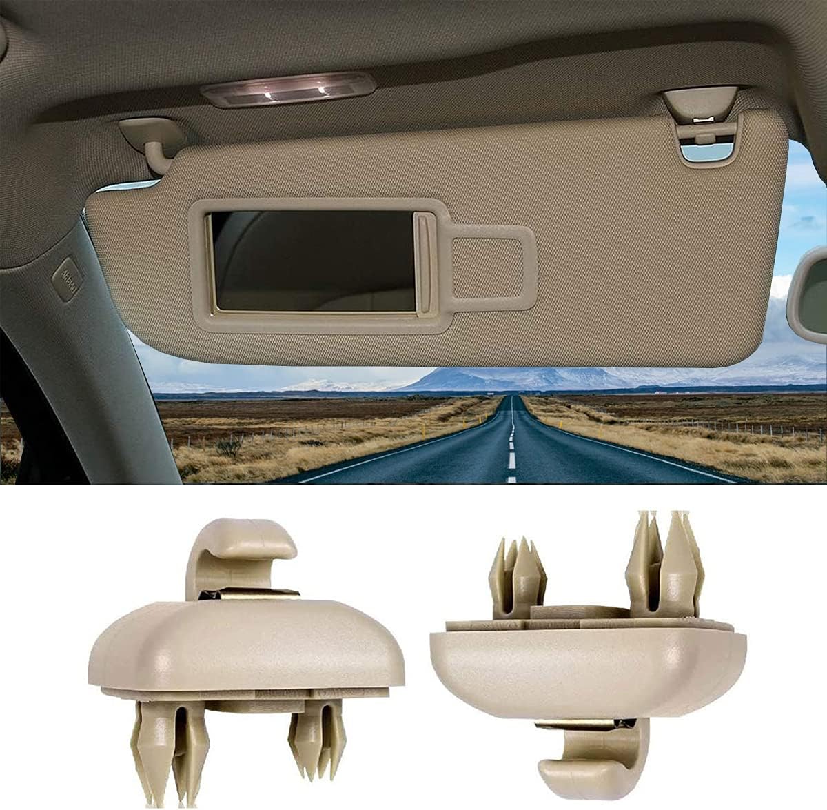2-Pack Beige Interior Sun Visor Hook Clip Bracket for Audi A1 A3 A4 A5 Q3 Q5 Dark Beige 8E0 857 562