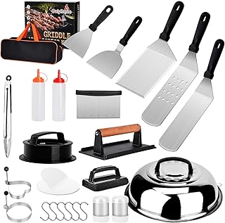 Onlyflame 54PCS Professional BBQ Griddle Tool Kit for Flat Top Grill Blackstone and Camp Chef - Stainless Steel Griddle Spatulas Accessories Kit with Griddle Cleaning Kit, Carry Bag and More Tools