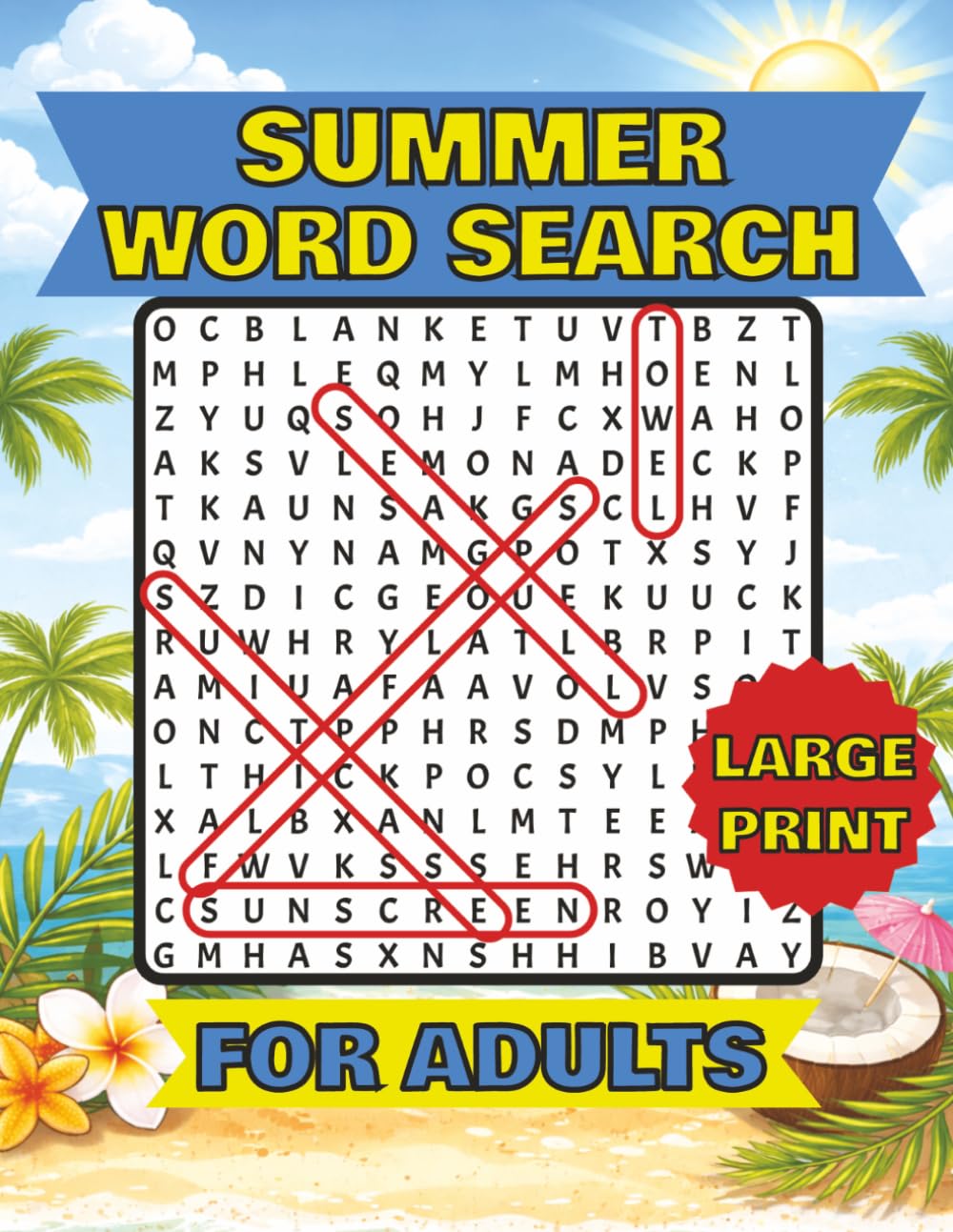Summer Word Search For Adults (Large Print): 84 Relaxing Word Puzzles with Solutions