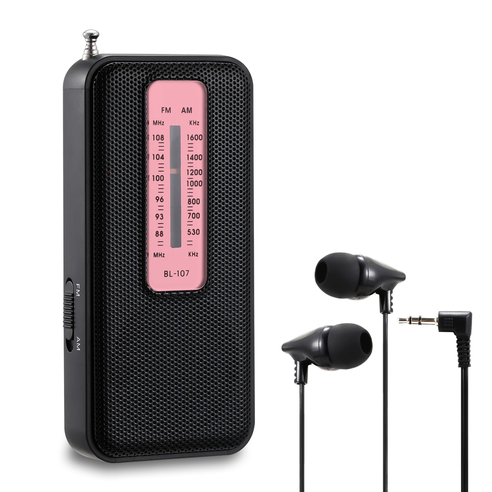 Portable Mini Radio AM FM, Pocket Transistor Radio, 2AAA Battery Operated Radio for Long Range Reception, Emergency Pocket Radio for Indoor, Outdoor,Walk,Jogging,Gym,Camping