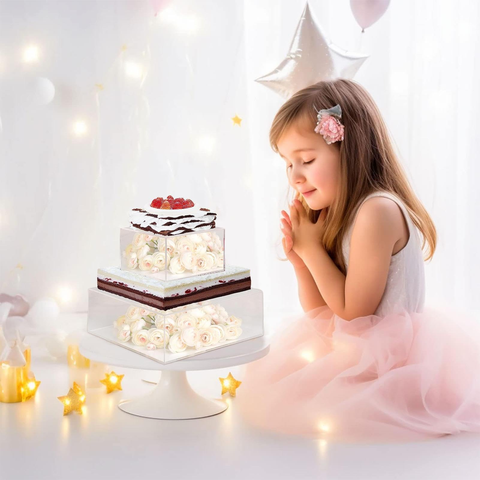Soporte de exhibición de acrílico para pasteles Soporte cuadrado para