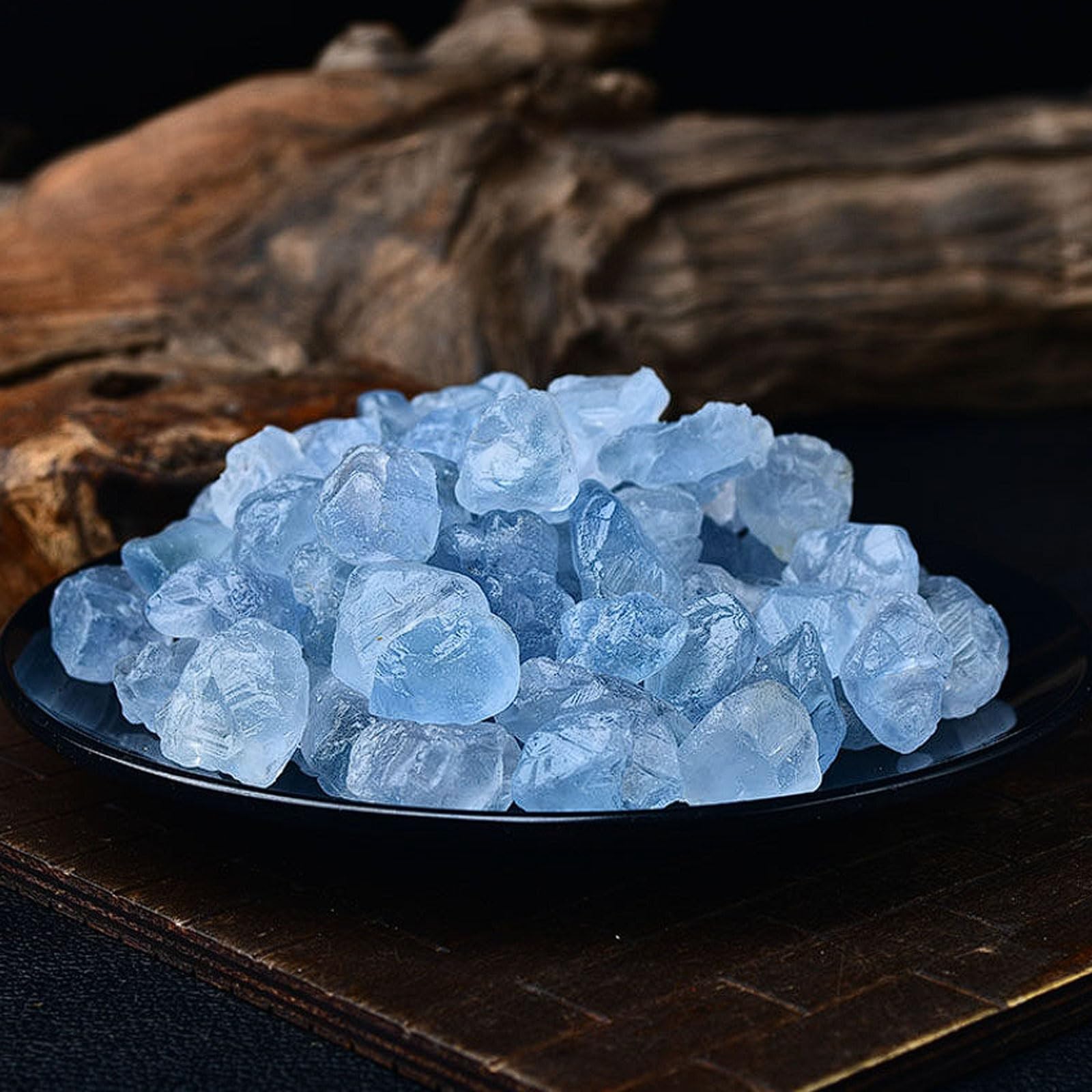 Naturalny surowy niebieski kryształ mineralny okaz bezpłomieniowy dyfuzor zapachowy kamień akwarium dekoracja krajobrazu 100 g/500 g 1-3 cm (500 g (2-3 cm))