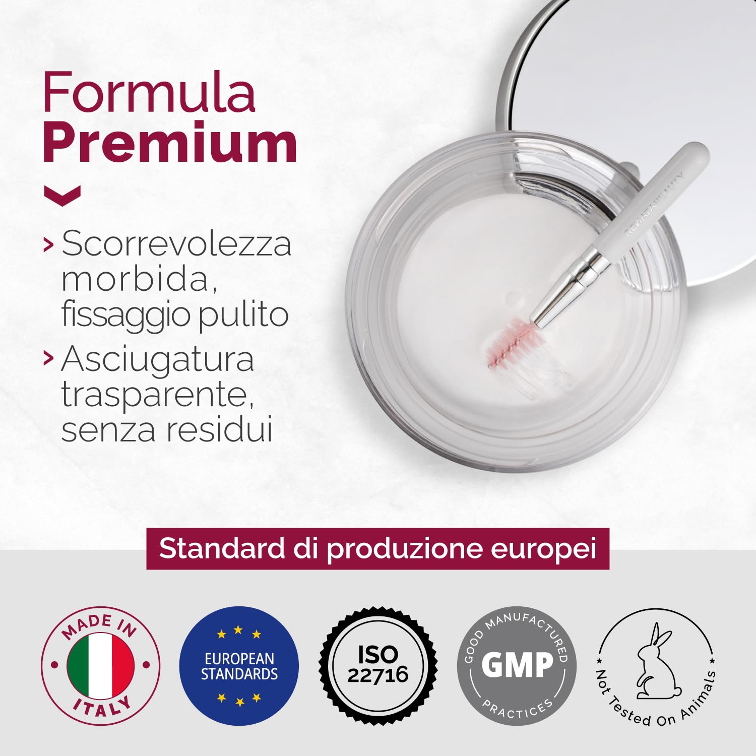 RB RENATA BEAUTY Brow Lift – Cera Trasparente per Sopracciglia (Gel Fissante) Effetto Laminazione – Tenuta Forte 24 ore, Asciugatura Trasparente – Senza Residui Bianchi – Scovolino Incluso – 12 ml
