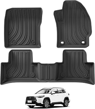 LUCKEASY Toyota New Corolla Cross 10th Generation Dedicated Floor Mats 3D Car Mats COROLLA CROSS 2WD September 2021-Current TPE Material Anti-Slip Waterproof Stain-Resistant Abrasion-Resistant 3D