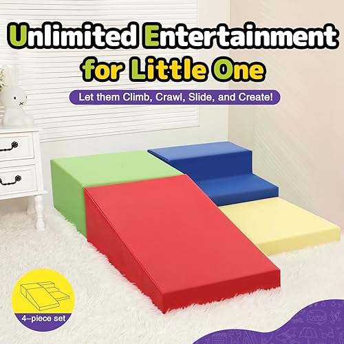 Miniatura 5 de JungleDove Juego de 4 piezas de bloques de escalada de espuma para bebés - Juguetes de escalada para bebés para niños pequeños en interiores -