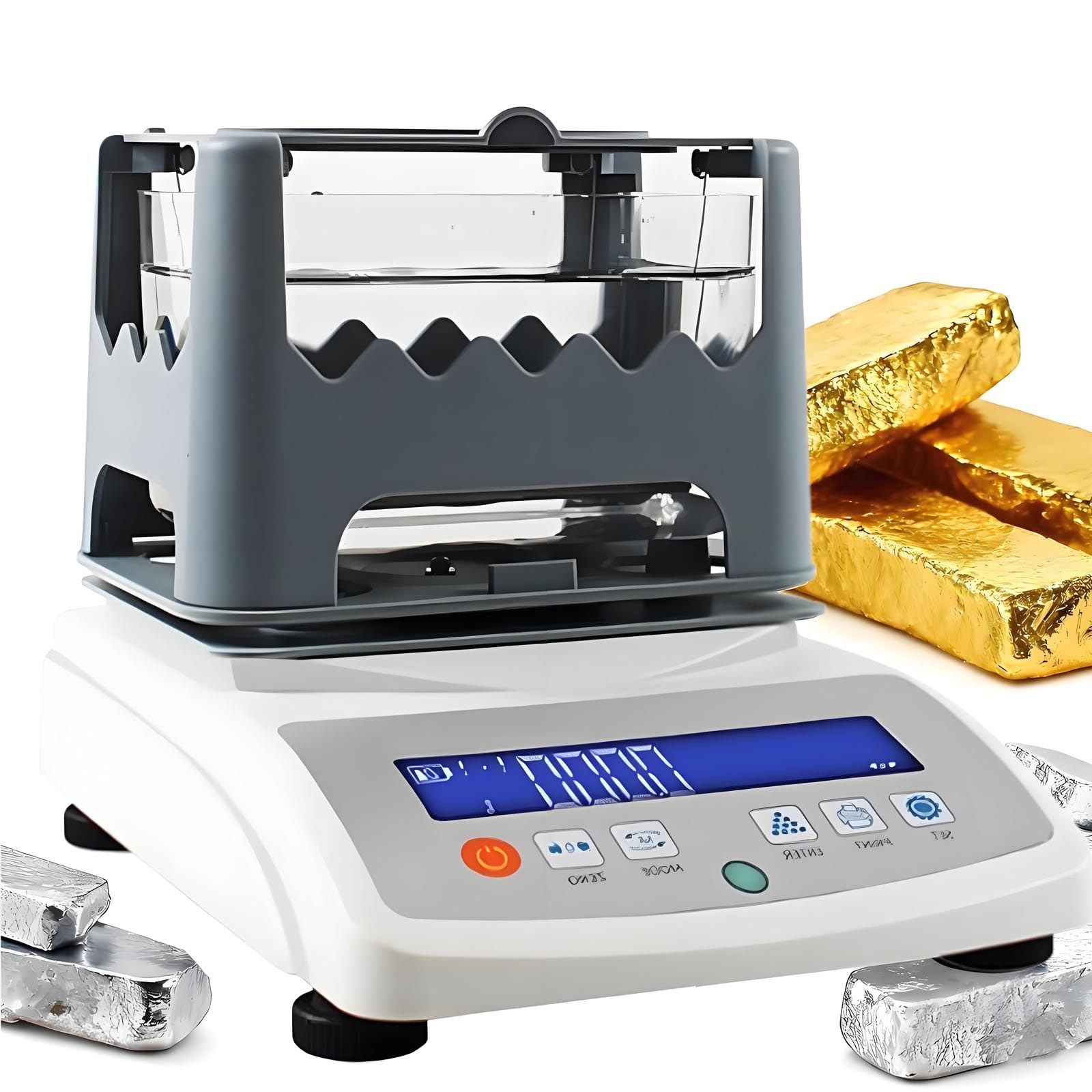 Densímetro digital, medidor electrónico de densidad para sólidos, precisión 0,001 g/cm³, rango de 0,001 a 99,999 g/cm³, gravímetro para gránulos de plástico y goma