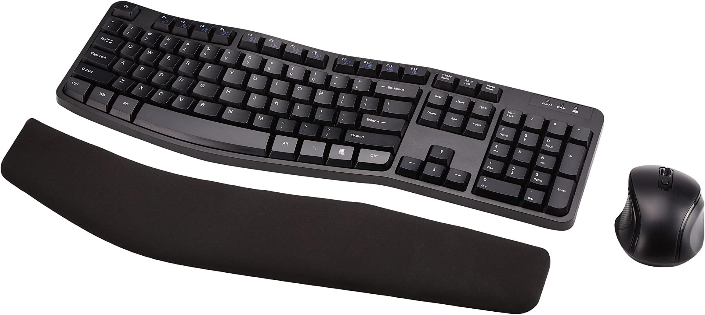 Ergonomic Wireless Keyboard and Mouse Combo with Wrist Rest, Plug and Play, 2.4 GHz USB, Easy to Use, Black