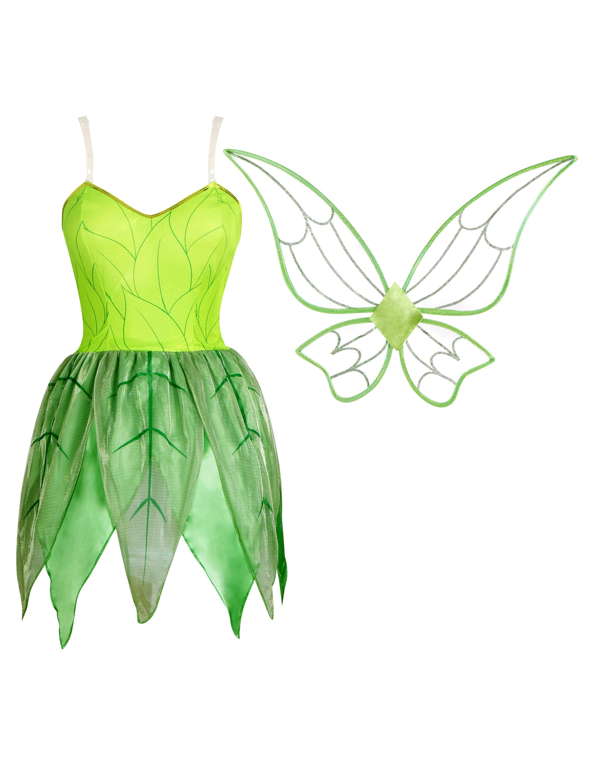 Spooktacular Creations Robe de conte de fées verte avec ailes de fées pour adulte Costume d'Halloween