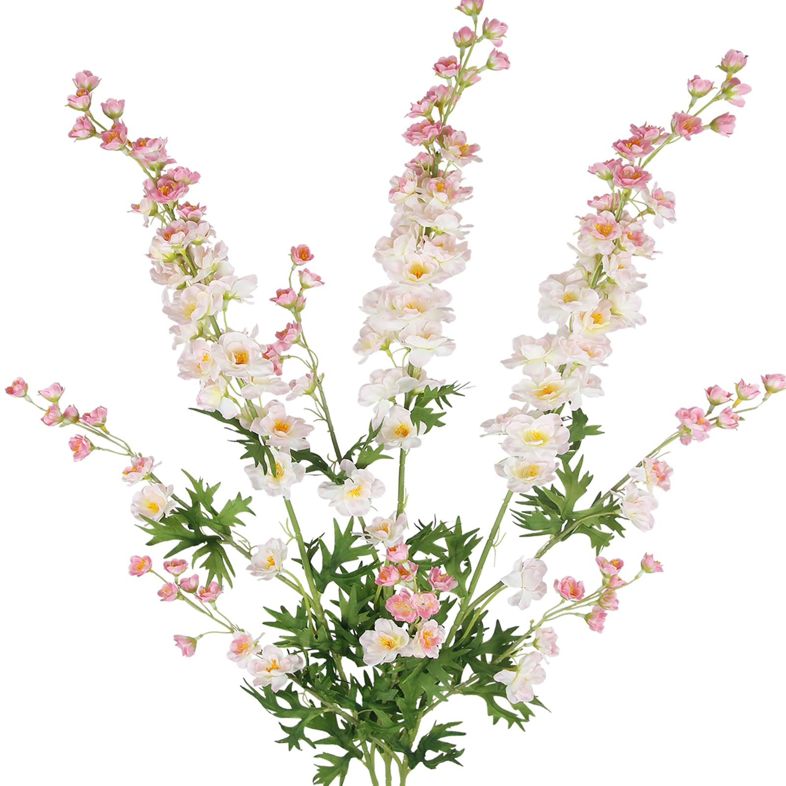 CEWUDA 3 Pcs Delphinium Artificial Flowers Bulk 35" Long Stem Silk Larkspur Flowers Artificial Snapdragon Flower Stems Pink Faux Bouquets for Tall Vase Floral Arrangements Home Outdoor Wedding Decor