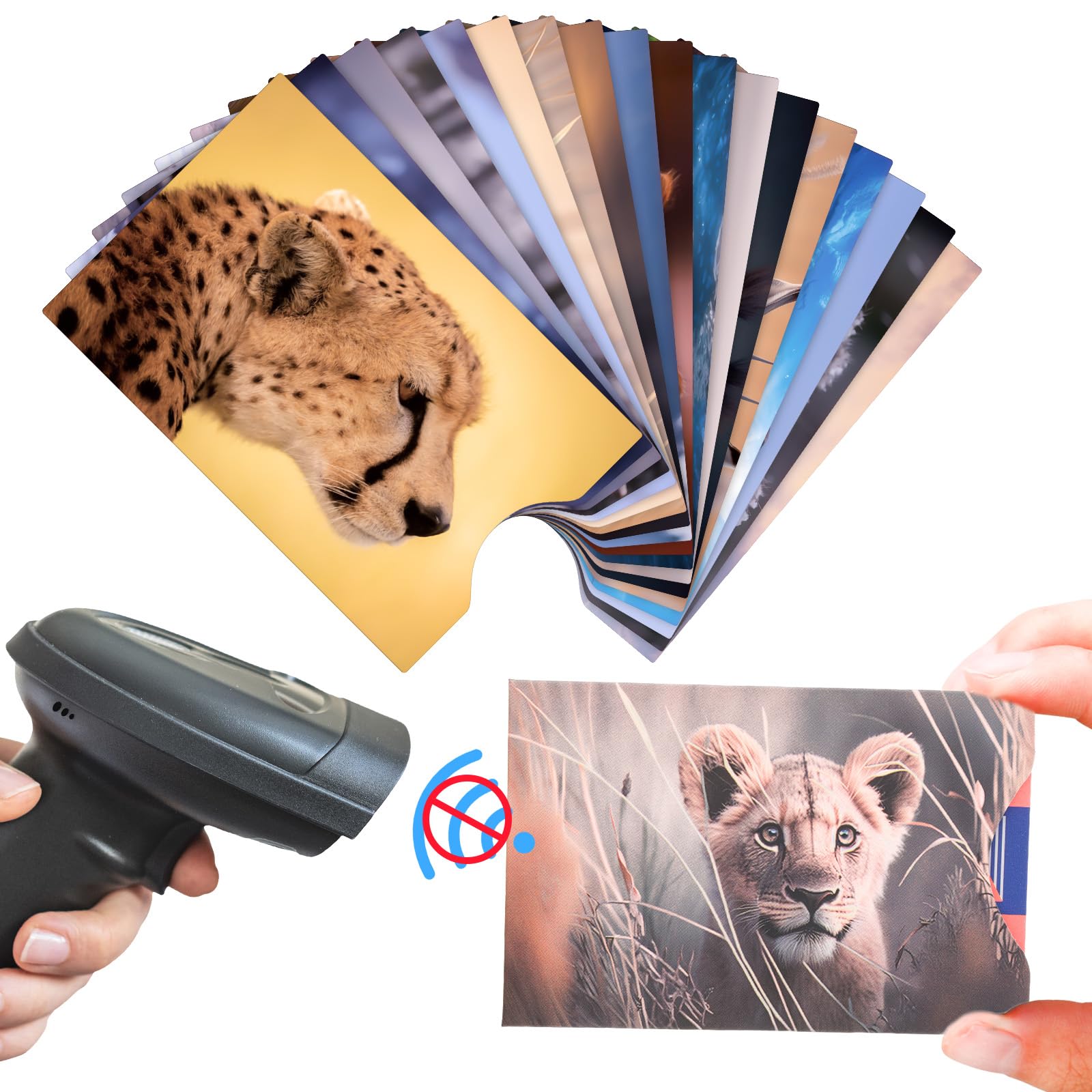 Estune 54 Fundas de Bloqueo RFID para Tarjetas de crédito, antirrobo, Tarjetas de crédito, Fundas para Tarjetas de crédito, fáciles de identificar (Animales)