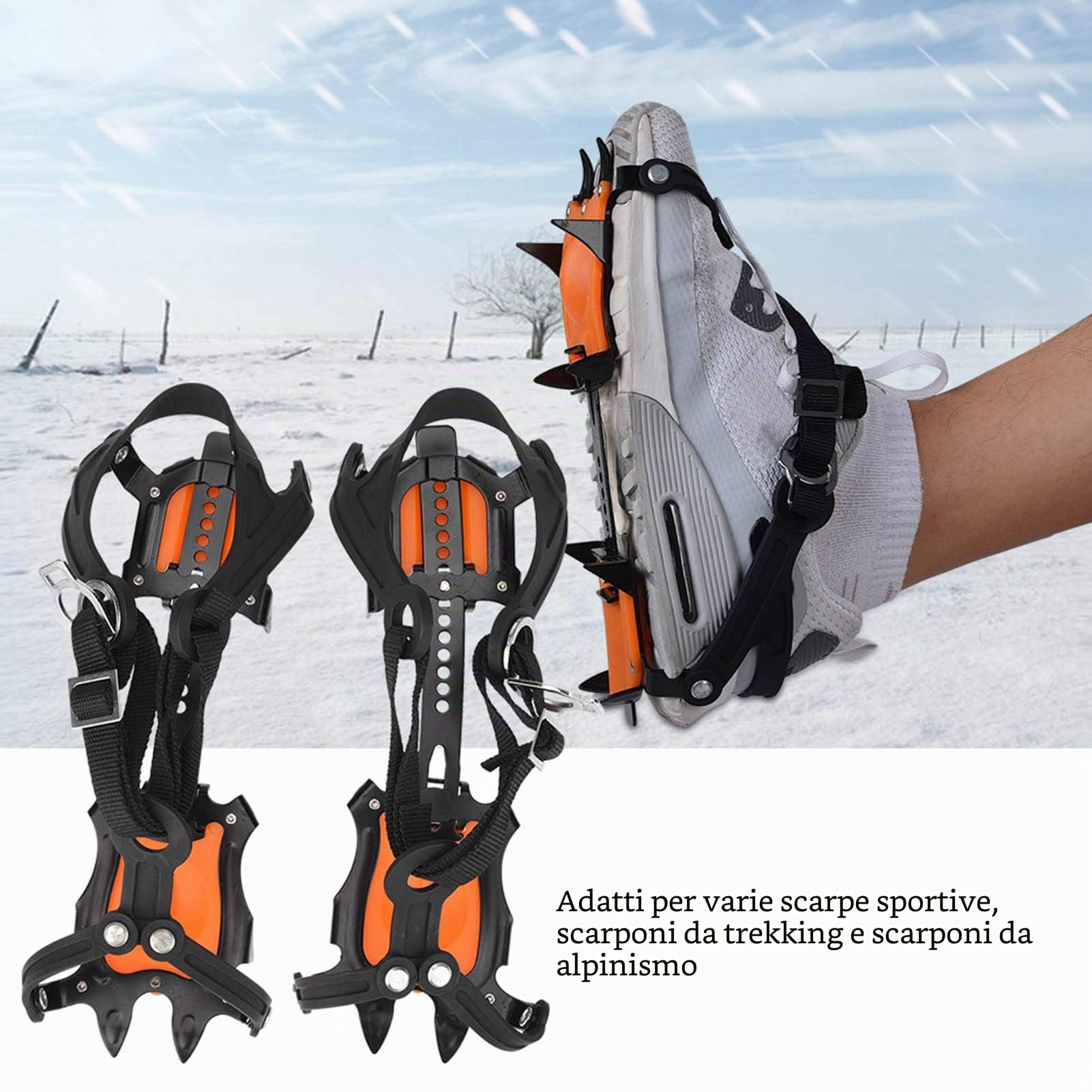 Ramponi Ghiaccio Impugnature Neve per Scarpe, Sport All'aperto 10 Zainetto Neve Dentato