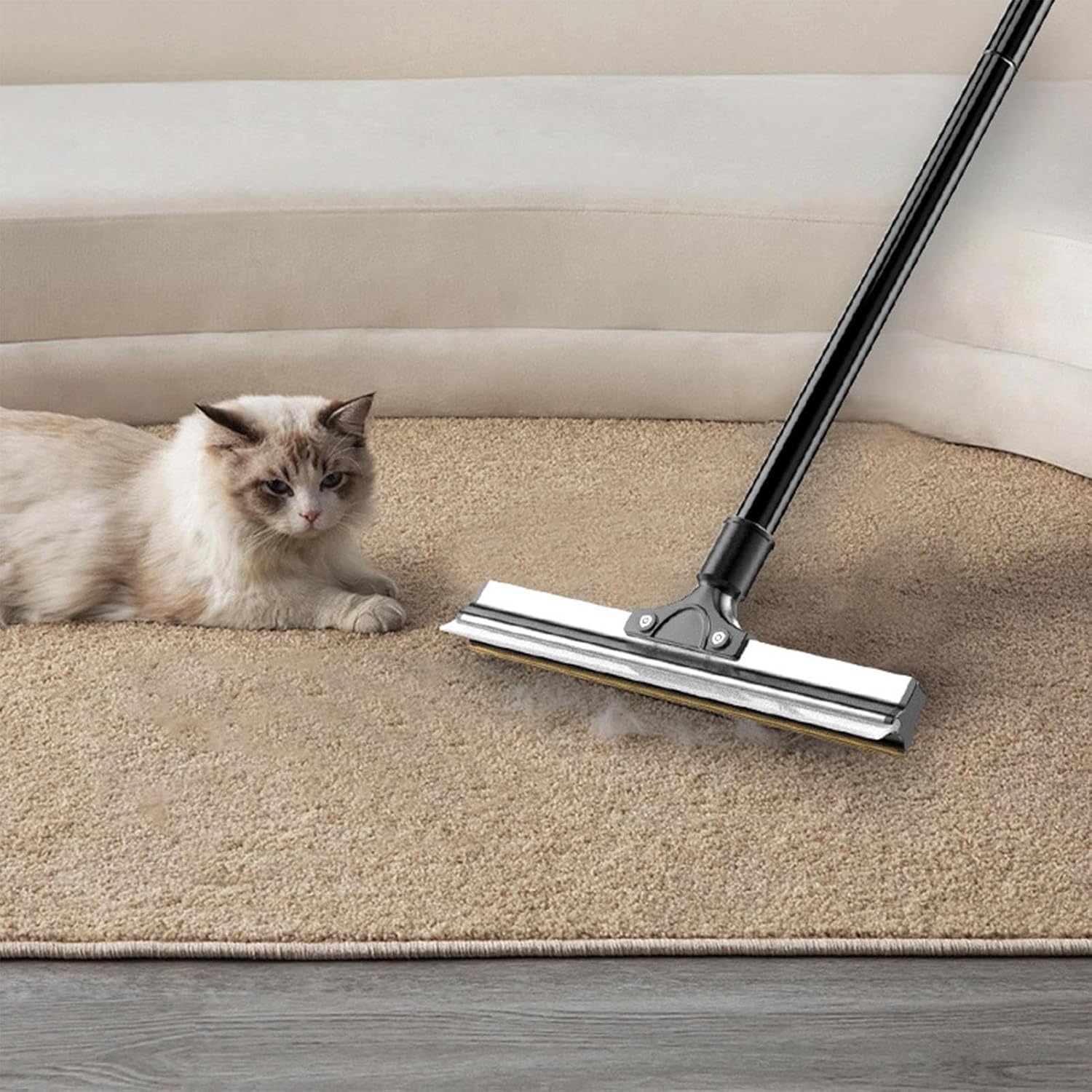 Adjustable Long Handle Scraper Pet Hair Removal Rake Dog Cat Hair Remover for Adults Sofas Carpets Rugs Furniture