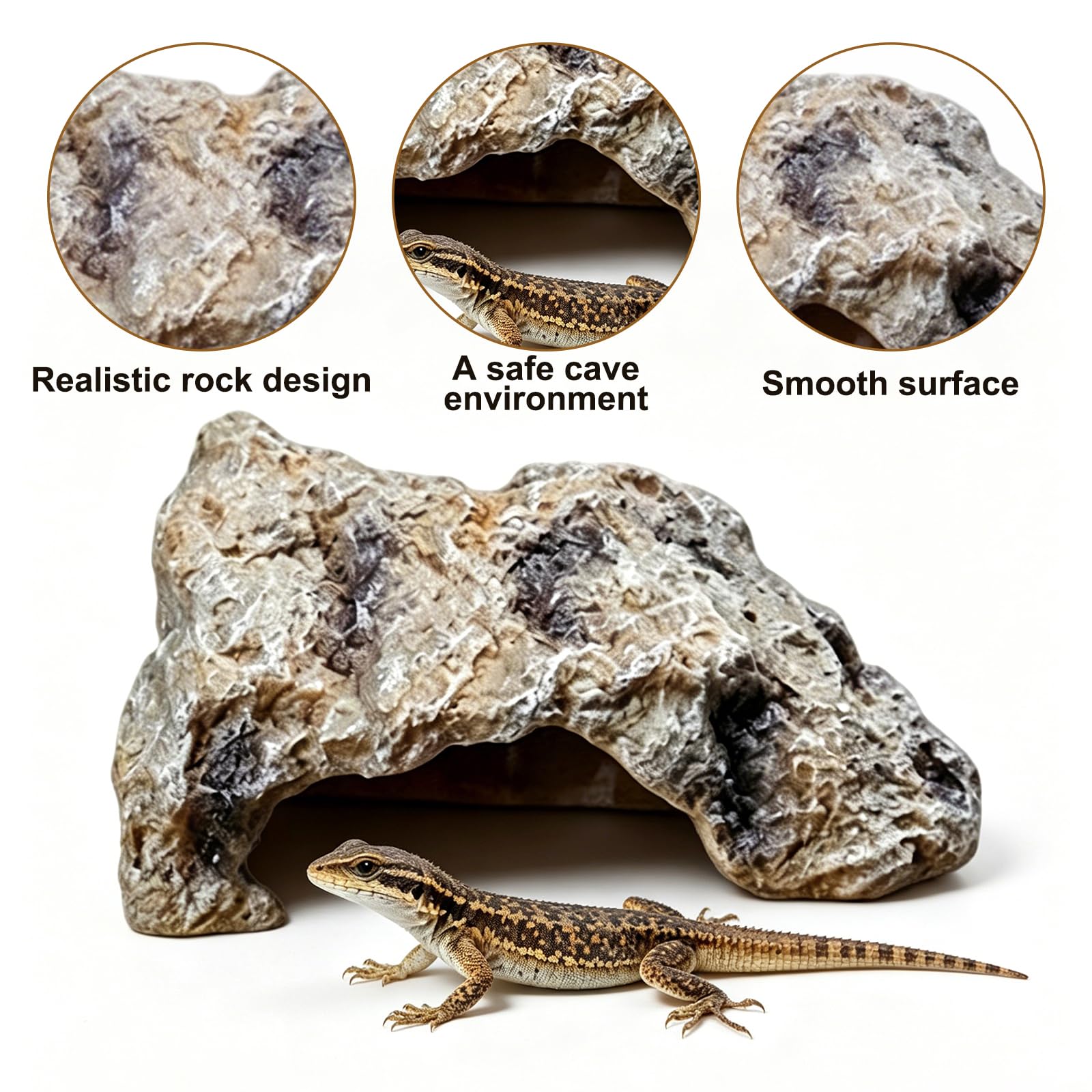 Cueva Natural Hiding PequeñA,Escondite De Reptiles,DecoracióN De Cueva,DecoracióN Cueva Adorno para PequeñOs Lagartos Serpiente Tortuga Ranas Anfibios PequeñA Cueva Escondite DragóN Barbudo