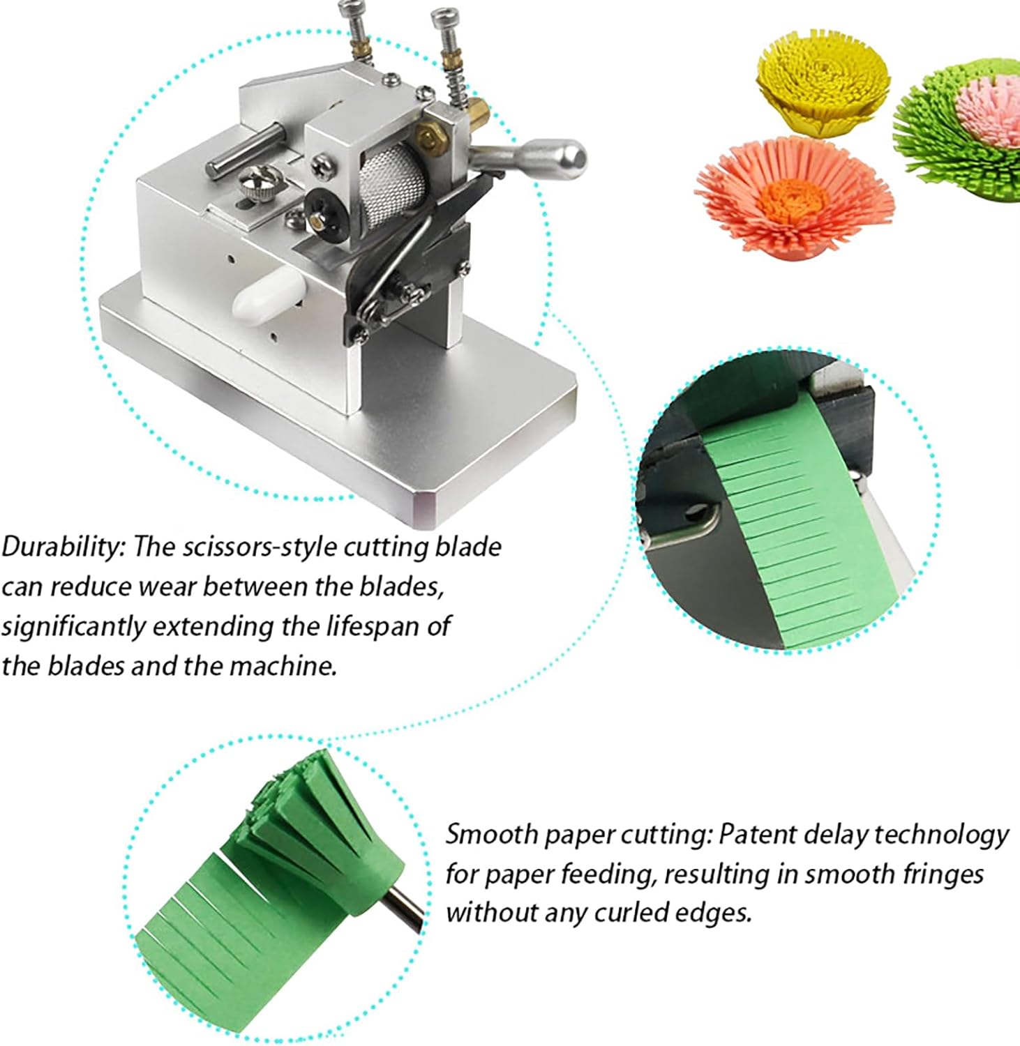 Paper Art Tassel Machine, DIY Manual Paper Quilling Machine with Paper Feeding Delay, Cutting Width 5-20mm and Tassel Width 0.3mm to 4mm, Scissor Cutting, for Handmade Gifts, Craft Projects