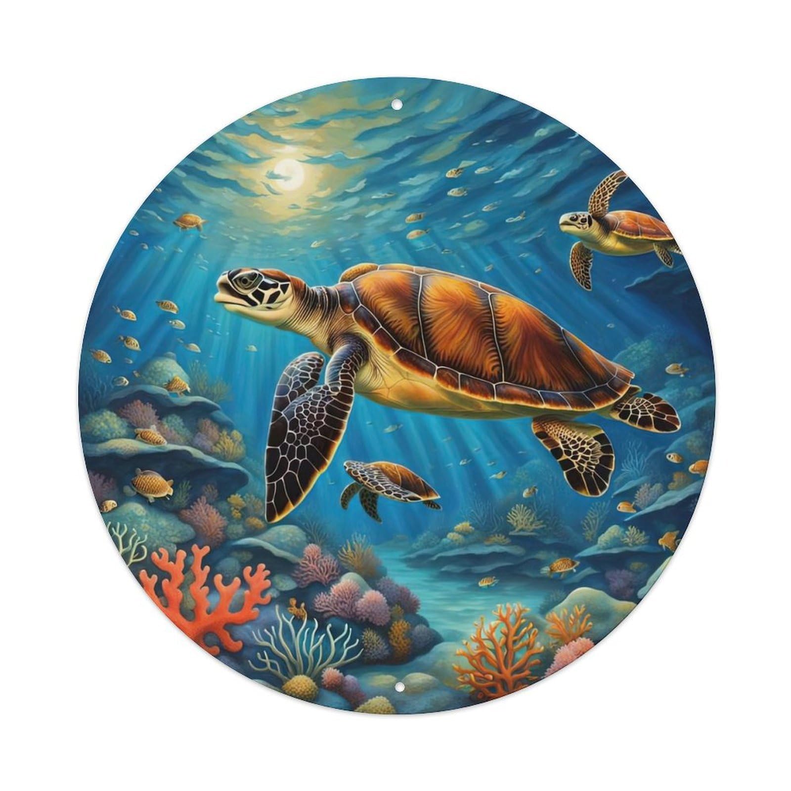 Animal Artwork Turtles at The Bottom of The Sea Metal Tin Sign