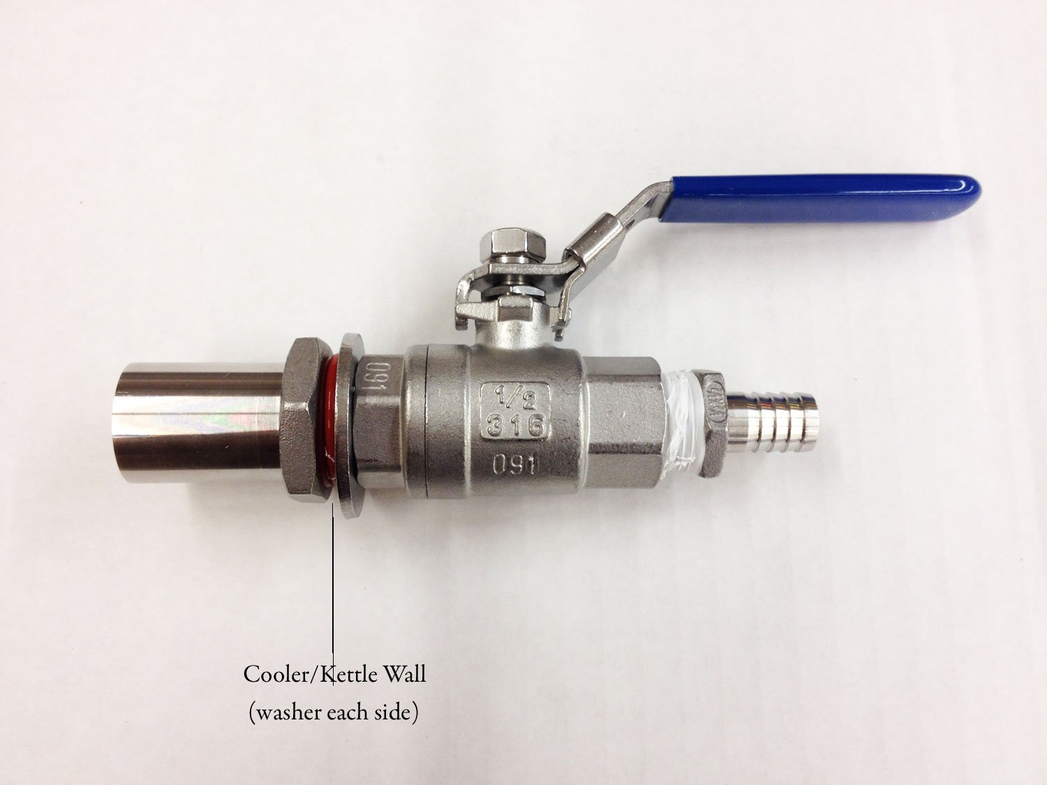 Quick Fit Weldless 316 Stainless Steel Ball Valve with Bulkhead and 1/2 Inch Nipple