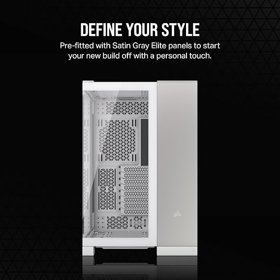 CORSAIR 6500X Mid-Tower ATX Dual Chamber PC Case – Panoramic Tempered Glass – Reverse Connection Motherboard Compatible – No Fans Included – White/Satin Gray Aluminium