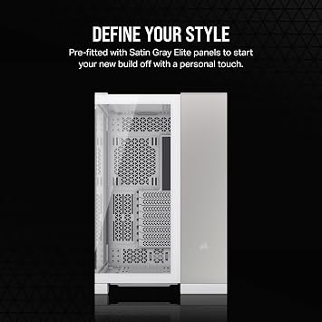 CORSAIR 6500X Mid-Tower ATX Dual Chamber PC Case – Panoramic Tempered Glass – Reverse Connection Motherboard Compatible – No Fans Included – White/Satin Gray Aluminium