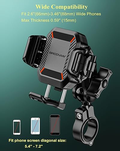 Miniatura 5 de BRCOVAN Soporte antirrobo para teléfono de motocicleta con amortiguador de vibraciones, bloqueo 1S compatible con cámara Soporte de teléfono celular