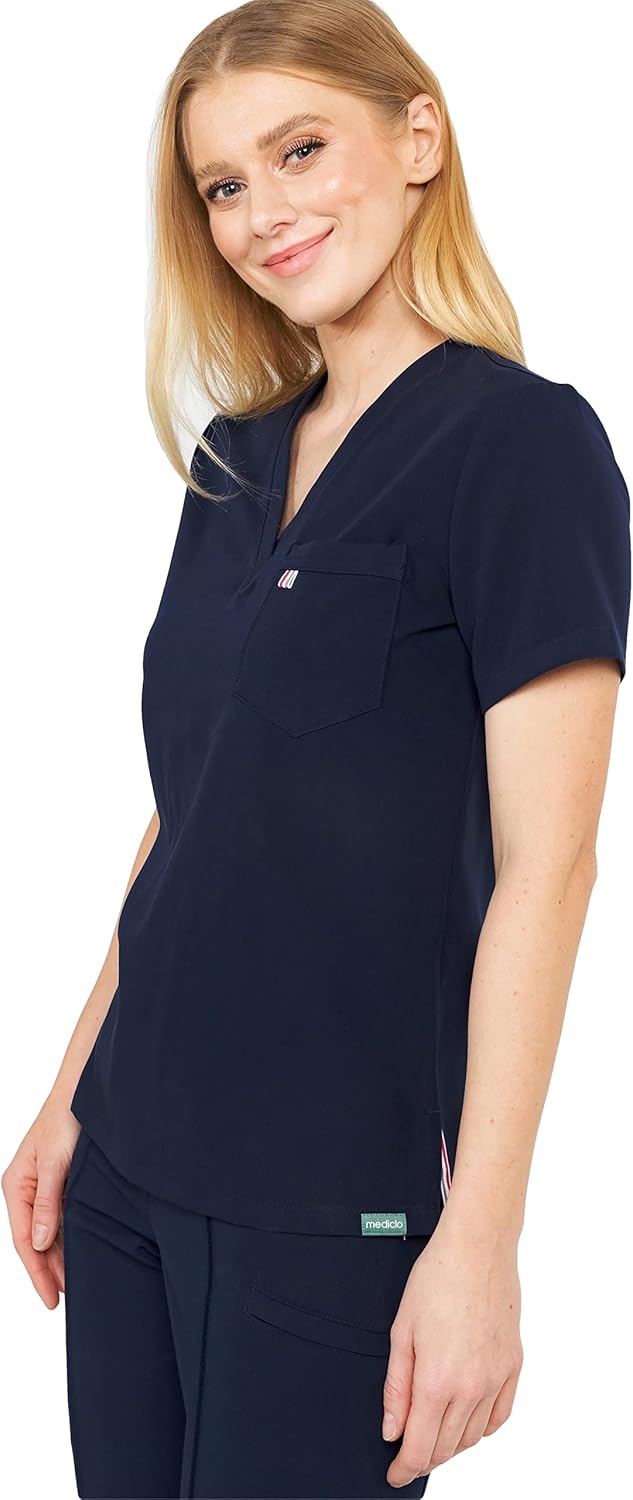 Miniatura 2 de Mediclo Sal Essential - Camiseta médica para mujer, respetuosa con el medio ambiente, sostenible, con cuello en V, bolsillo en el pecho, ropa de
