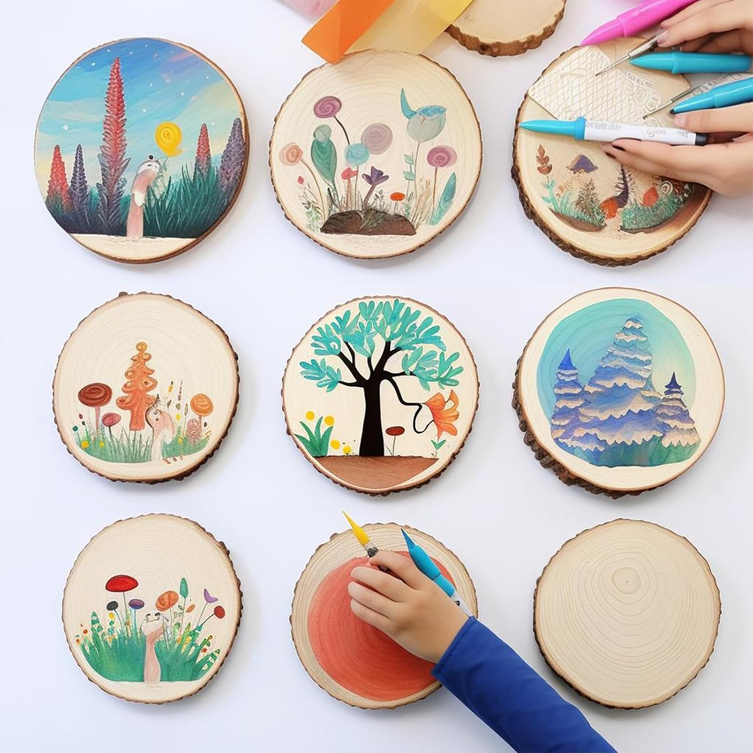 10pcs/Pack 8-9 Inches Wood Slices Large Natural Wood Rounds Centerpiece Decoration Wood Circles Rustic Wood Slices for Centerpiece Decoration, Wedding, Party, DIY, Craft, Wood Decor - Image 6
