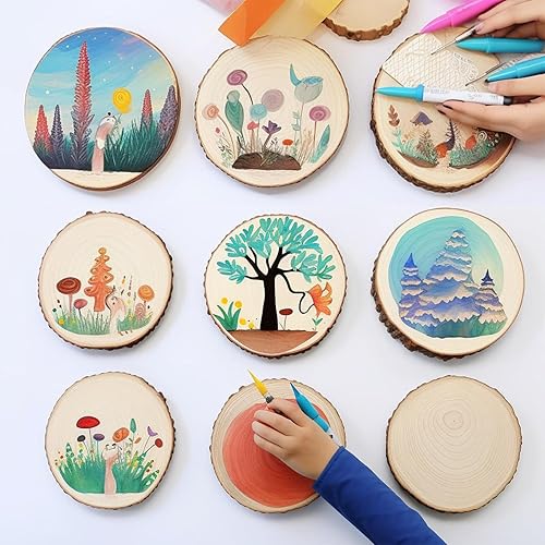 Miniatura 4 de 6 piezas de 8 a 9 pulgadas grandes de madera natural para centros de mesa, círculos de madera para decoración del hogar y fiesta de boda