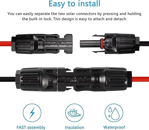 Miniatura 3 de CERRXIAN Conector de panel solar de 16.4 pies16.4 ft 12AWG a XT60i Cable de alimentación de panel solar hembra para panel solar, estación de energía