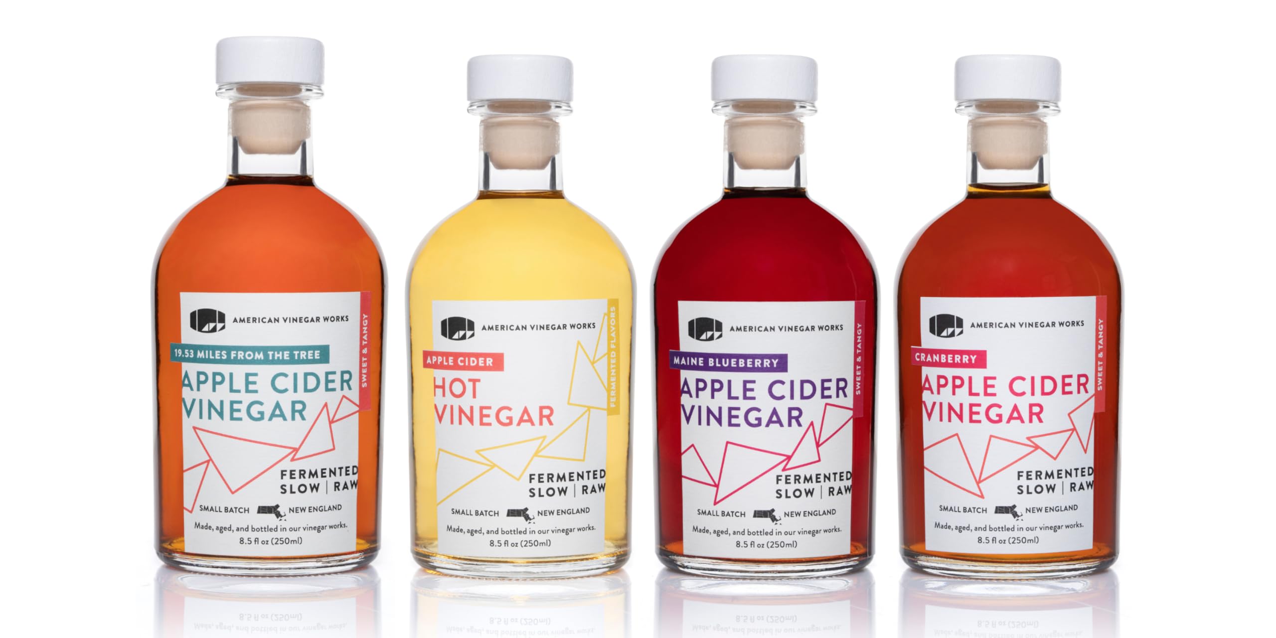 American Vinegar Works - Cider Lovers Vinegar - Includes Apple, Cranberry, Hot, and Wild Blueberry Vinegars Packed in a Custom Box - Great for Gifts -