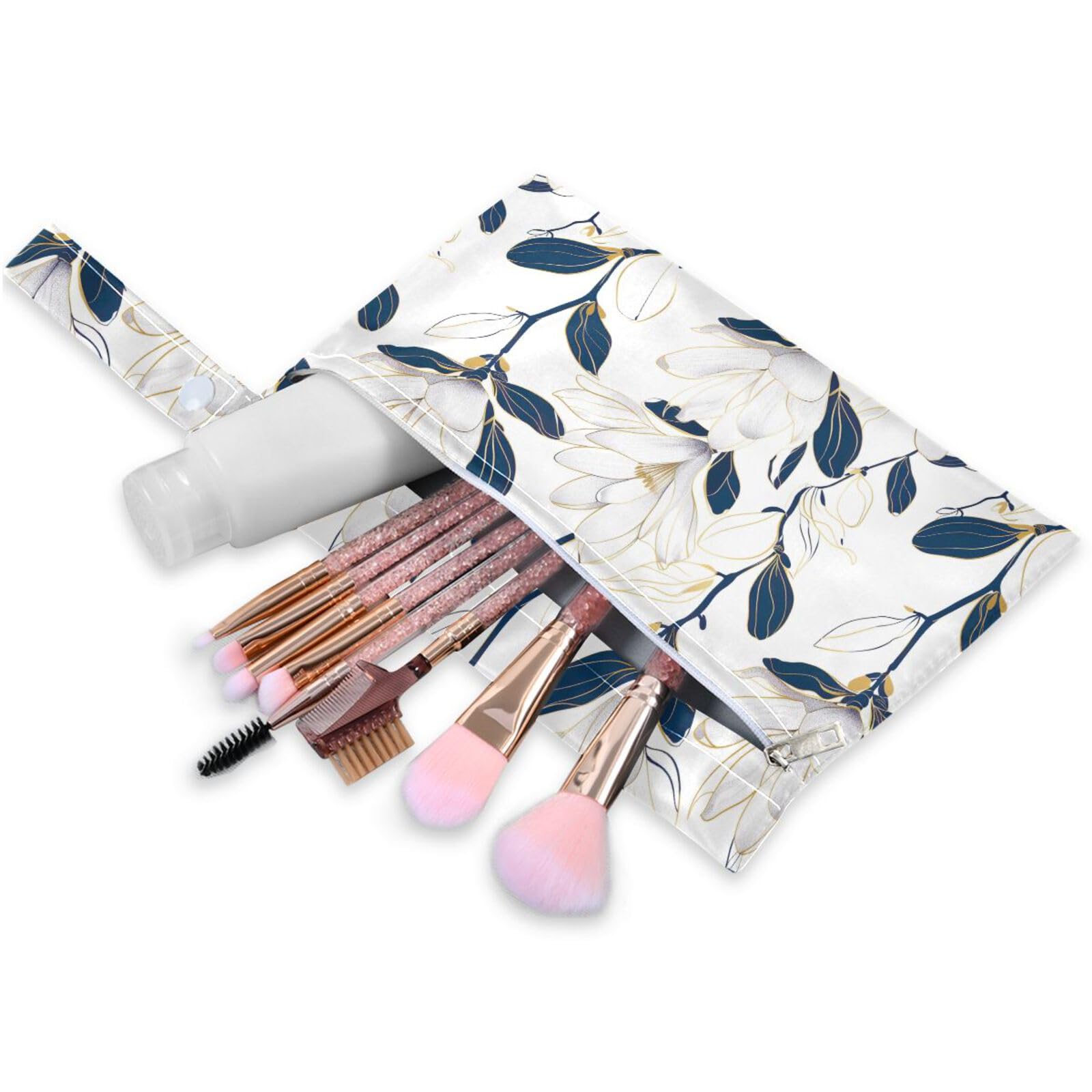 Coikll Wet Dry Bags for Cloth Diaper 2 Pack Waterproof Yoga Gym Bag for Swimsuit Wet Clothes Baby Items-?White Lotus Flower?