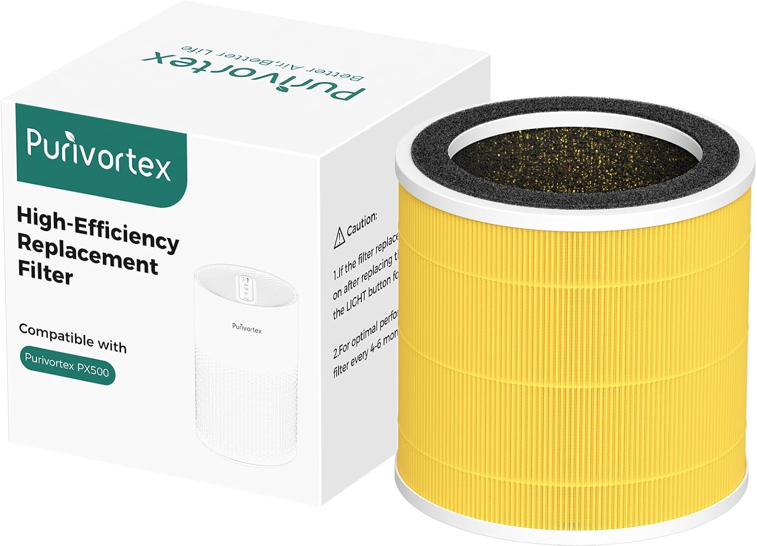 Purivortex PX500 Air Purifier with Fragrance Sponge (White) + Pet Care HEPA Filter Bundle