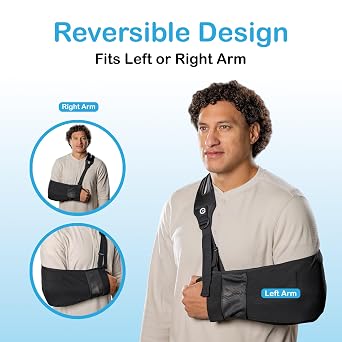 Arm Sling for Shoulder Injury, Rotator Cuff, Fracture & Surgery Recovery Split-Strap Support, Breathable Mesh, Adjustable Left or Right Arm, Padded Comfort for Men & Women