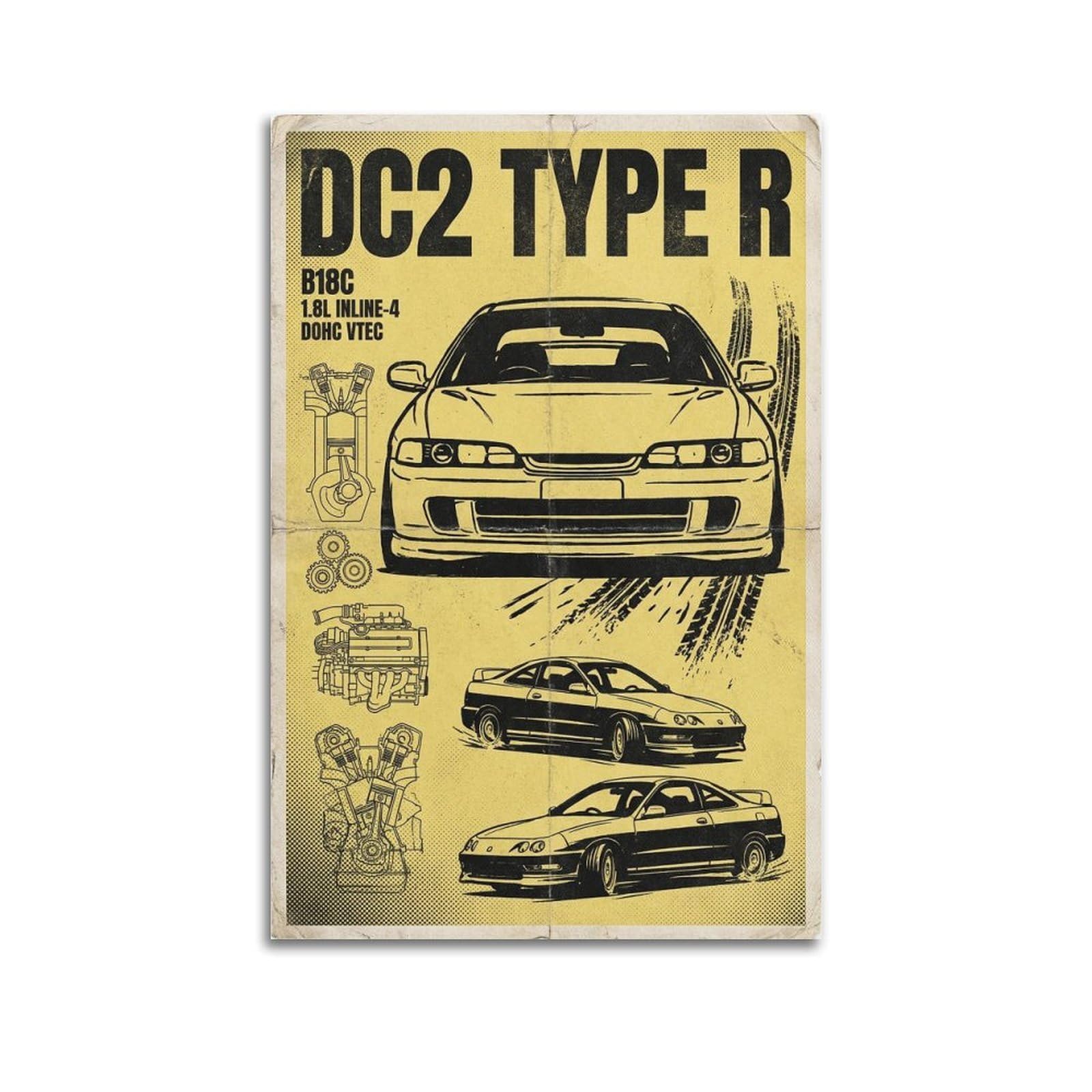XKUGA Classic JDM Legend Racing Poster Integra Type R DC2 Modern Decorative Canvas Prints - Ideal Wall Art for Family, Man Cave, Game Room, Boys & Girls Bedroom 20x30inch(50x75cm)
